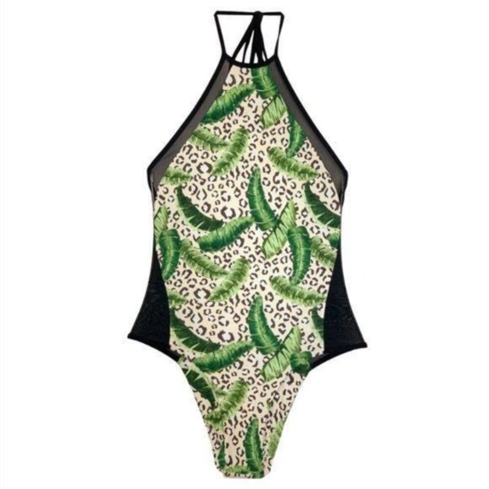 Issa del Mar One Piece Halter Cheetah Bathing Suit